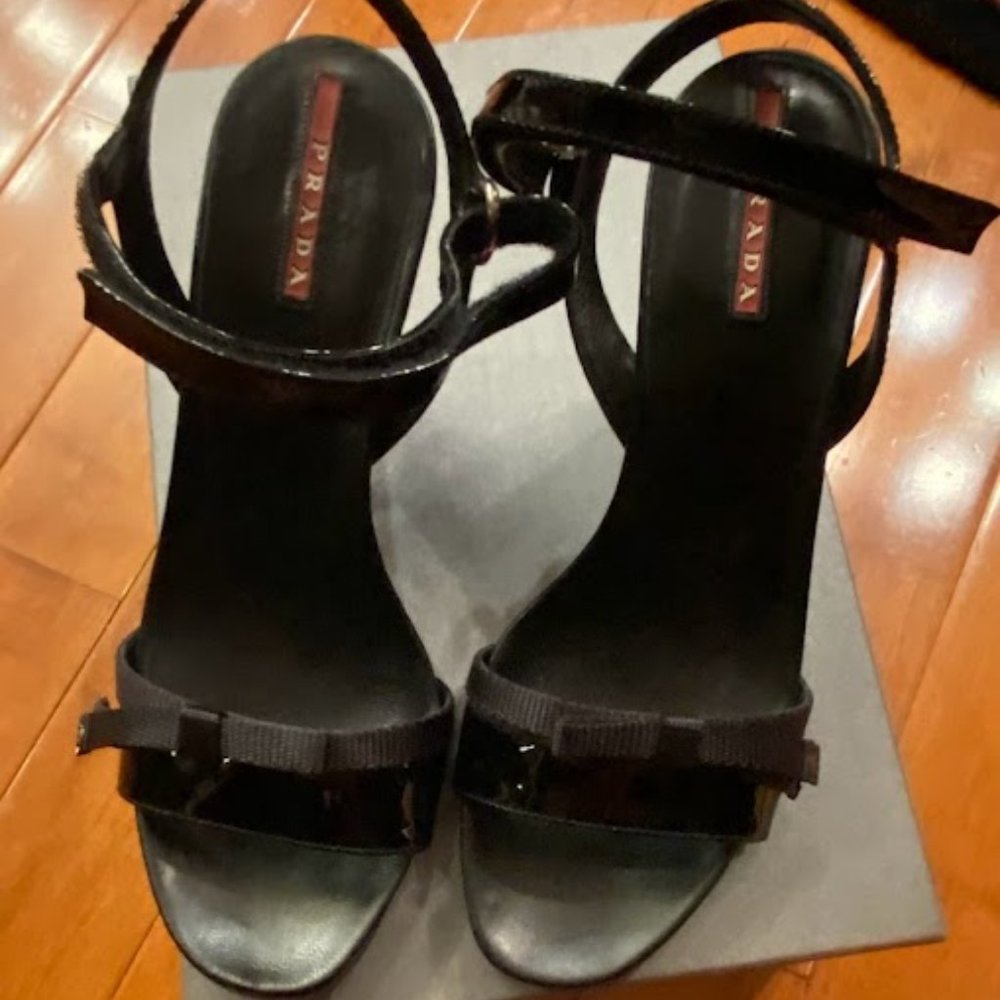 PRADA Calzature Donna Black Patent Sandals - Picture 6 of 9